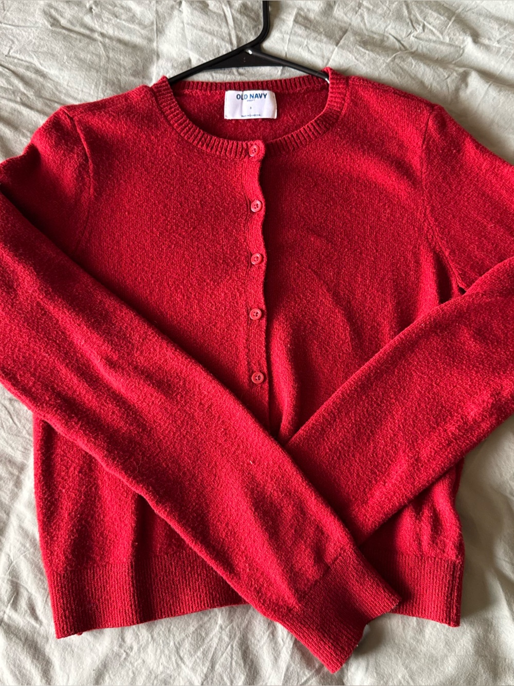 Old Navy Red Crewneck Button Cardigan Sweater